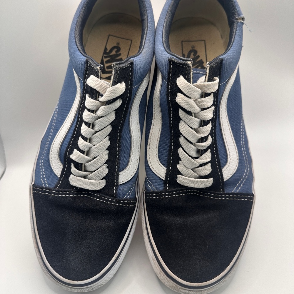 Vans Blue and Black Old Skool Sneakers with White Stripe